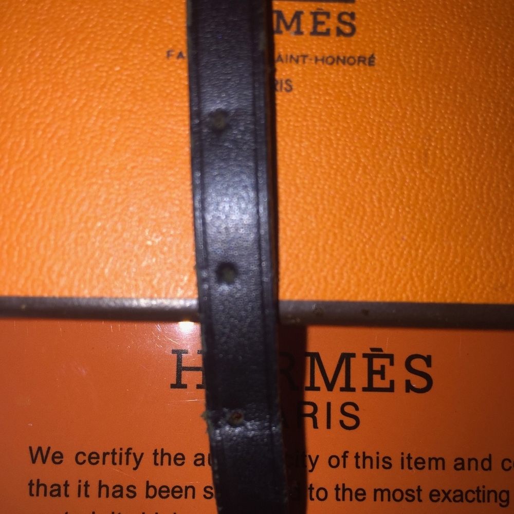 AUTH HERMES HAPI BLK LEATHER WRAP BANGLE BRACELET - Picture 8 of 8